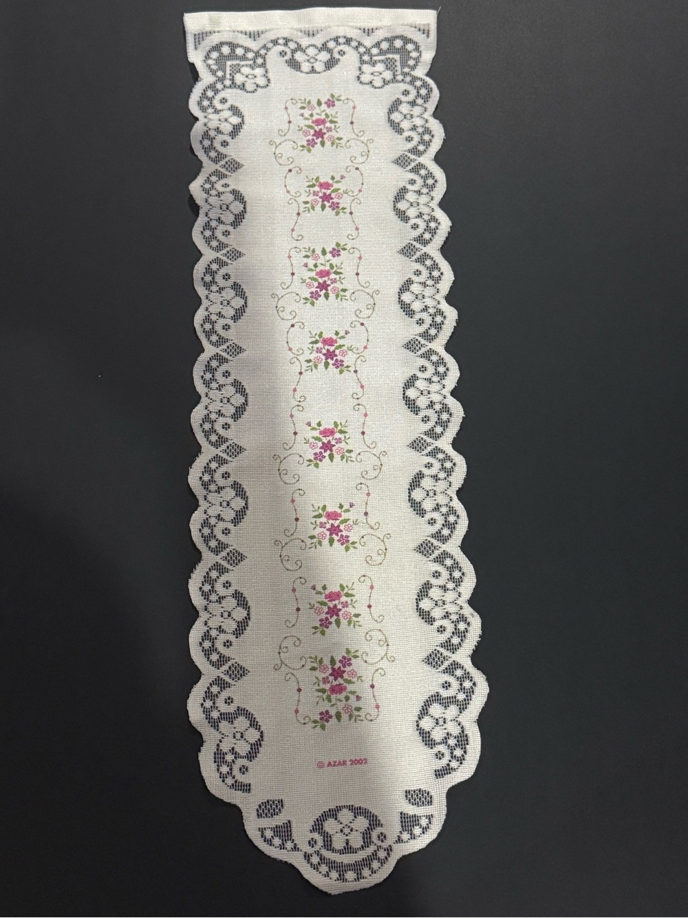 Vintage Floral Lace Table Runner in White with Pink Accents Lace wall
Azar 2002